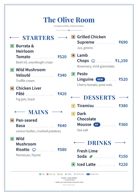Bistro Classic — menu template