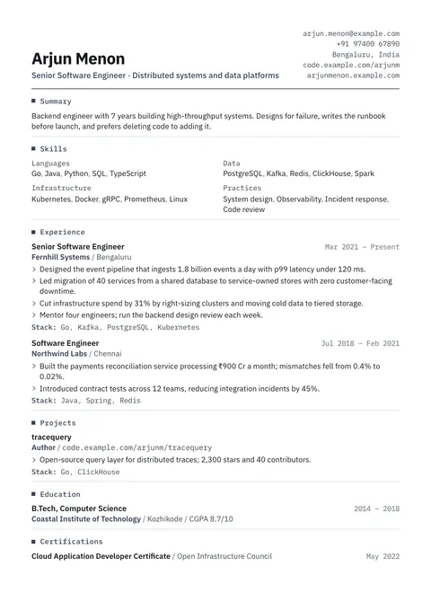 Graphite — résumé template
